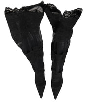 Black Over The Knee Sock Pumps Boots Shoes