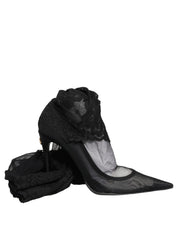 Black Over The Knee Sock Pumps Boots Shoes