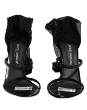 Stiletto Sandals Socks Knee High Boots Black