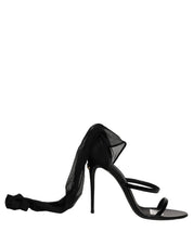 Stiletto Sandals Socks Knee High Boots Black
