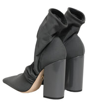 Gray Stretch Socks Heels Ankle Boots Shoes