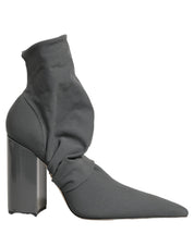 Gray Stretch Socks Heels Ankle Boots Shoes