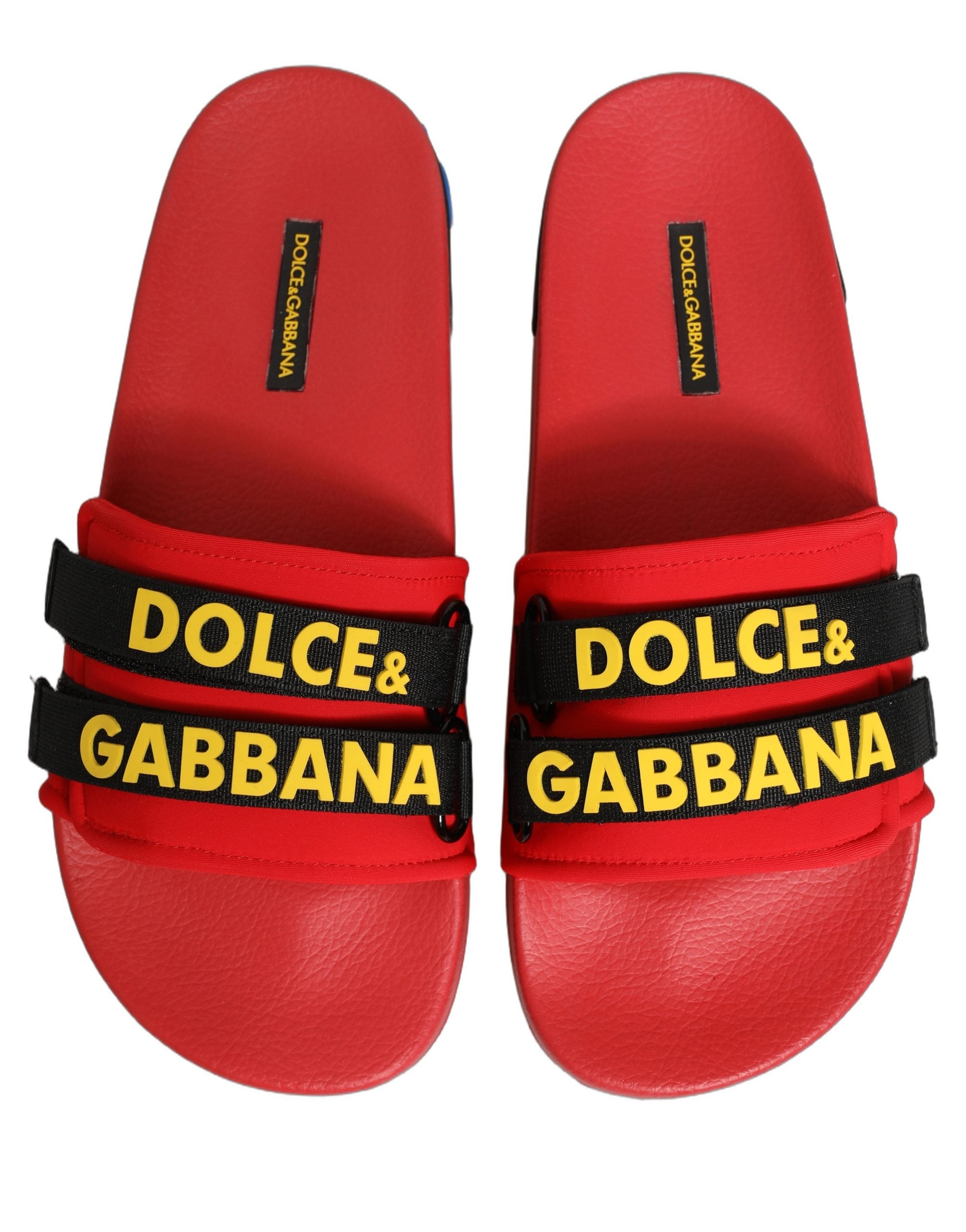 Dolce & Gabbana Red Neoprene Slides Flats Beachwear Shoes Dolce & Gabbana