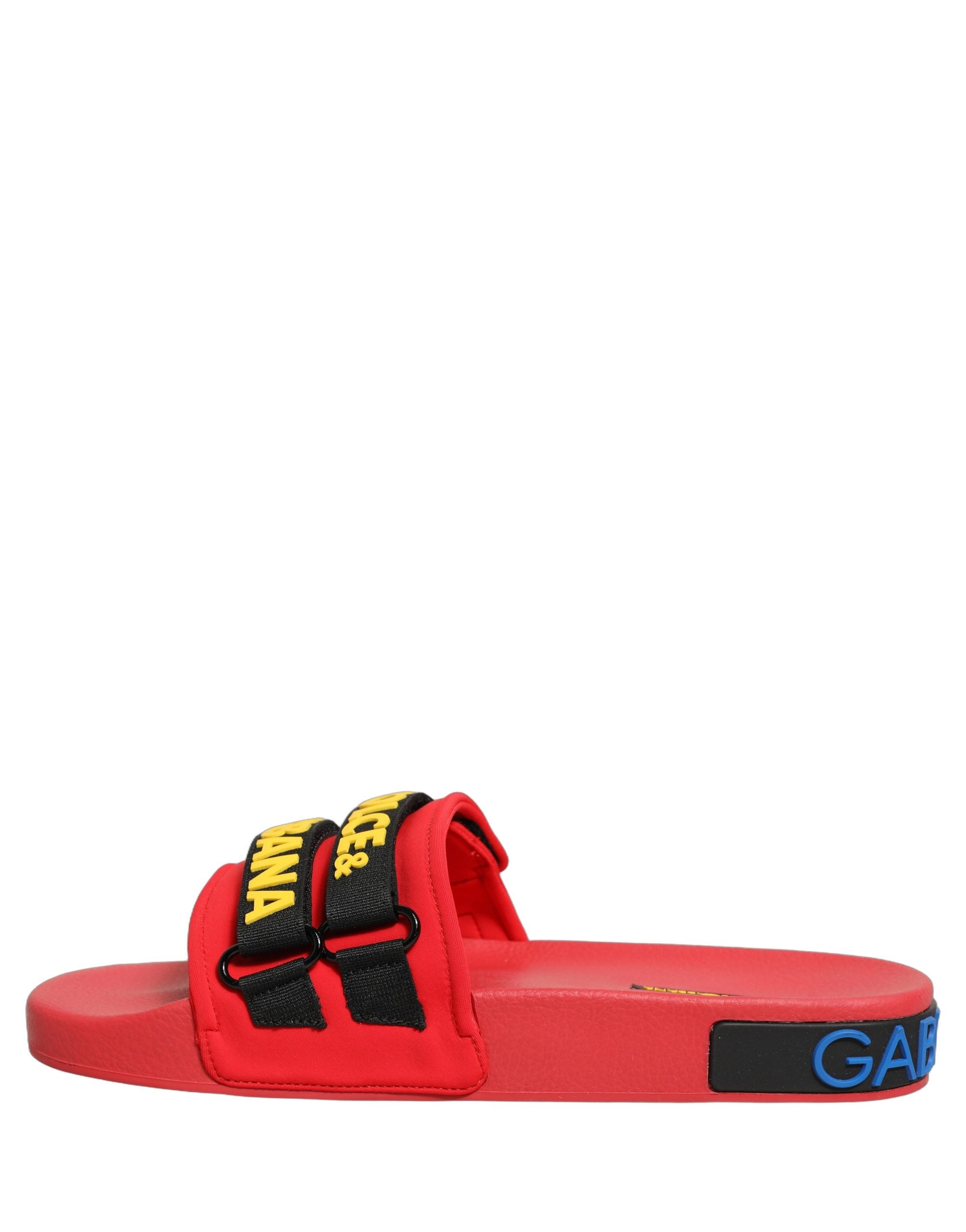 Dolce & Gabbana Red Neoprene Slides Flats Beachwear Shoes Dolce & Gabbana