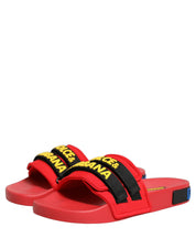 Dolce & Gabbana Red Neoprene Slides Flats Beachwear Shoes Dolce & Gabbana