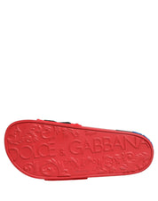 Dolce & Gabbana Red Neoprene Slides Flats Beachwear Shoes Dolce & Gabbana