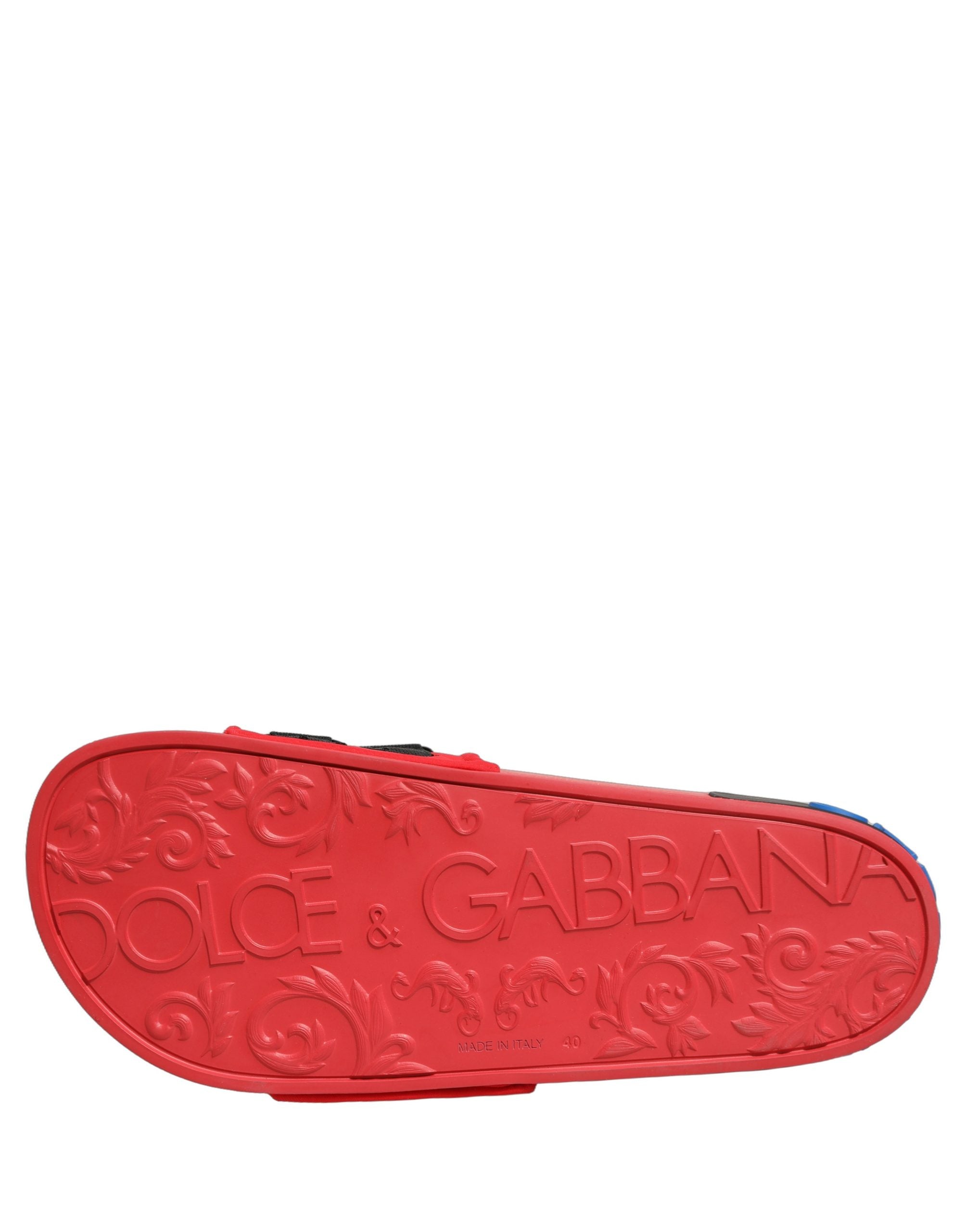 Dolce & Gabbana Red Neoprene Slides Flats Beachwear Shoes Dolce & Gabbana