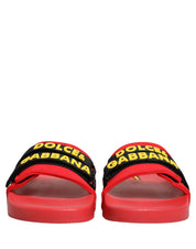 Dolce & Gabbana Red Neoprene Slides Flats Beachwear Shoes Dolce & Gabbana