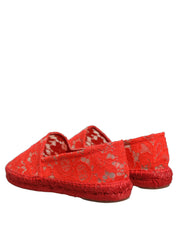 Red Taormina Lace Espadrille Flats Shoes