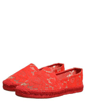 Red Taormina Lace Espadrille Flats Shoes