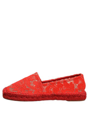 Red Taormina Lace Espadrille Flats Shoes