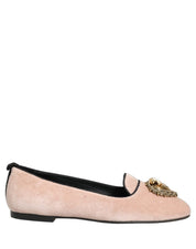 Dolce & Gabbana Pink Velvet Devotion Loafers Flats Shoes Dolce & Gabbana