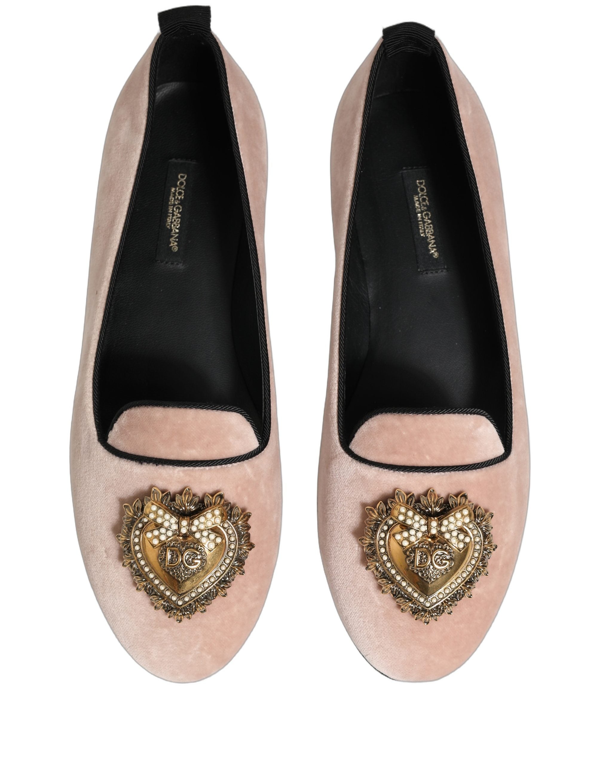 Dolce & Gabbana Pink Velvet Devotion Loafers Flats Shoes Dolce & Gabbana