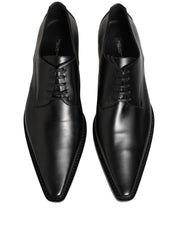 Black Leather Lace Up Derby Dress Shoes