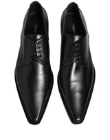 Black Leather Lace Up Derby Dress Shoes