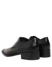 Black Leather Lace Up Derby Dress Shoes