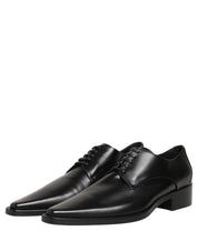 Black Leather Lace Up Derby Dress Shoes