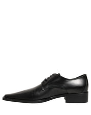 Black Leather Lace Up Derby Dress Shoes