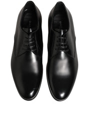 Black Leather Lace Up Derby Dress Shoes