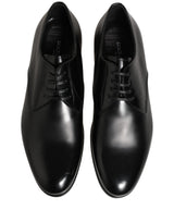 Black Leather Lace Up Derby Dress Shoes