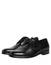 Black Leather Lace Up Derby Dress Shoes