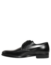 Black Leather Lace Up Derby Dress Shoes