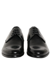 Black Leather Lace Up Derby Dress Shoes