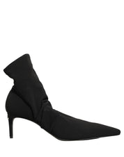 Black Stretch Socks Heels Ankle Boots Shoes