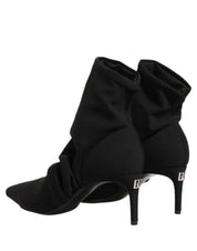 Black Stretch Socks Heels Ankle Boots Shoes