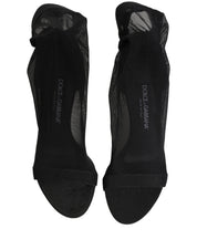 Black Nylon Mesh Sock Style Boots Shoes