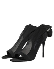 Black Nylon Mesh Sock Style Boots Shoes