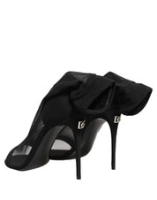 Black Nylon Mesh Sock Style Boots Shoes