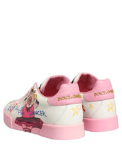 Dolce & Gabbana White Pink Portofino Royal Pig Sneakers Shoes Dolce & Gabbana
