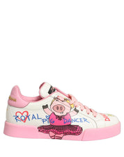 Dolce & Gabbana White Pink Portofino Royal Pig Sneakers Shoes Dolce & Gabbana
