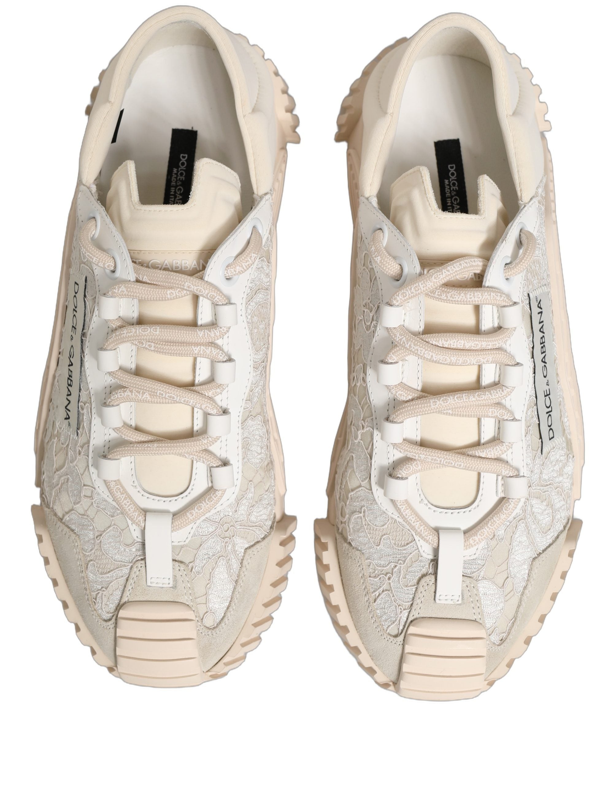 Dolce & Gabbana White Lace NS1 Low Top Sneaker Sports Shoes Dolce & Gabbana