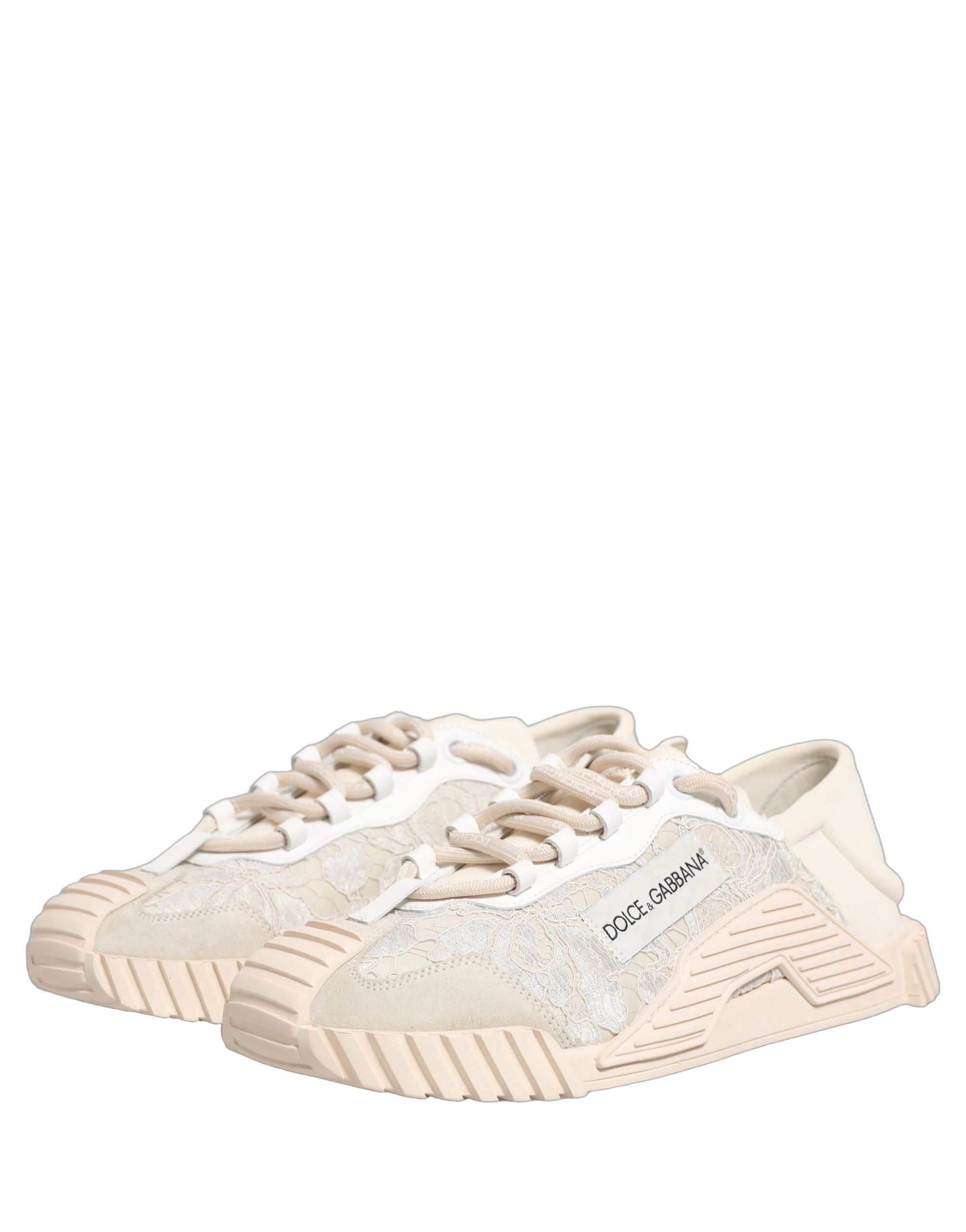 Dolce & Gabbana White Lace NS1 Low Top Sneaker Sports Shoes Dolce & Gabbana