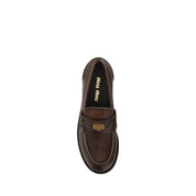 Miu Miu Brown Calf Leather Bos Taurus Slip-On Loafers