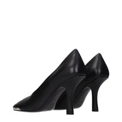 Black Leather High Heel Pumps