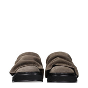 Gray Leather Slippers