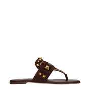 Valentino Garavani Brown Leather Flip-Flop Sandals