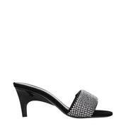Black Fabric Stiletto Heel Sandals