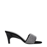 Black Fabric Stiletto Heel Sandals