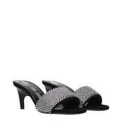 Black Fabric Stiletto Heel Sandals