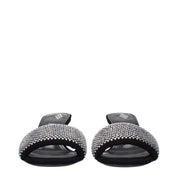Black Fabric Stiletto Heel Sandals