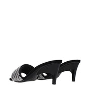 Black Fabric Stiletto Heel Sandals