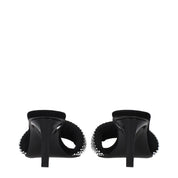 Black Fabric Stiletto Heel Sandals