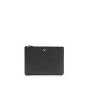 Valentino Garavani Black Calf Leather Bos Taurus Clutch Bag