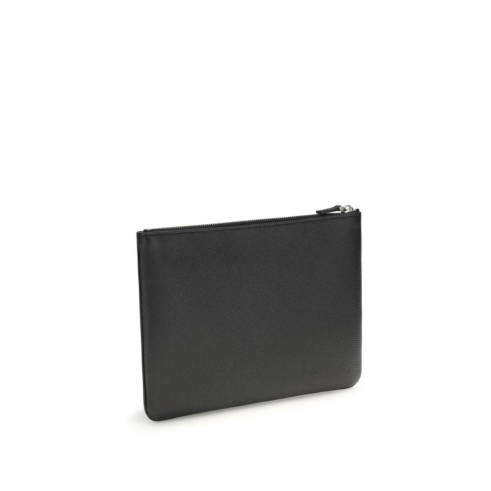 Valentino Garavani Black Calf Leather Bos Taurus Clutch Bag
