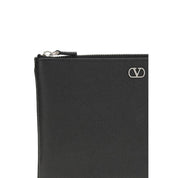 Valentino Garavani Black Calf Leather Bos Taurus Clutch Bag