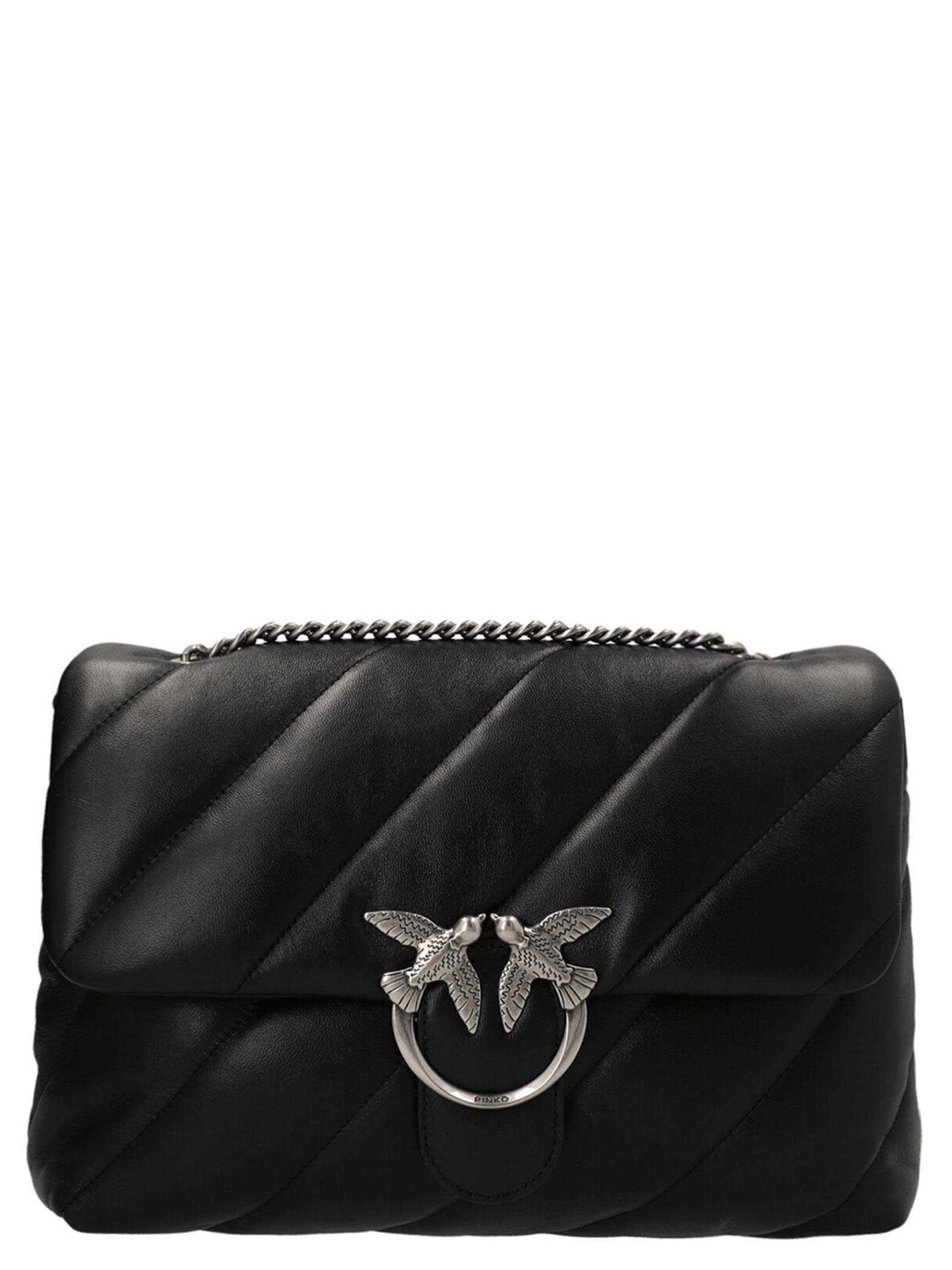 PINKO Black Lamb Leather Crossbody Bag